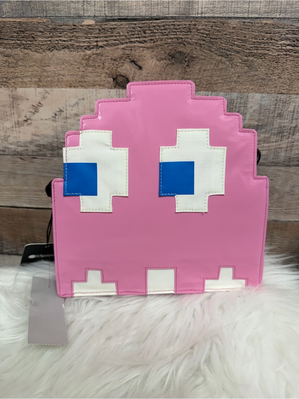 Lesportsac Pink Pixel Ghost Crossbody Bag with White and Blue Accents